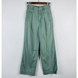 Everlane Size 00S 00 Short Way-High Drape Pants Green Lily Pad Tencel Cotton